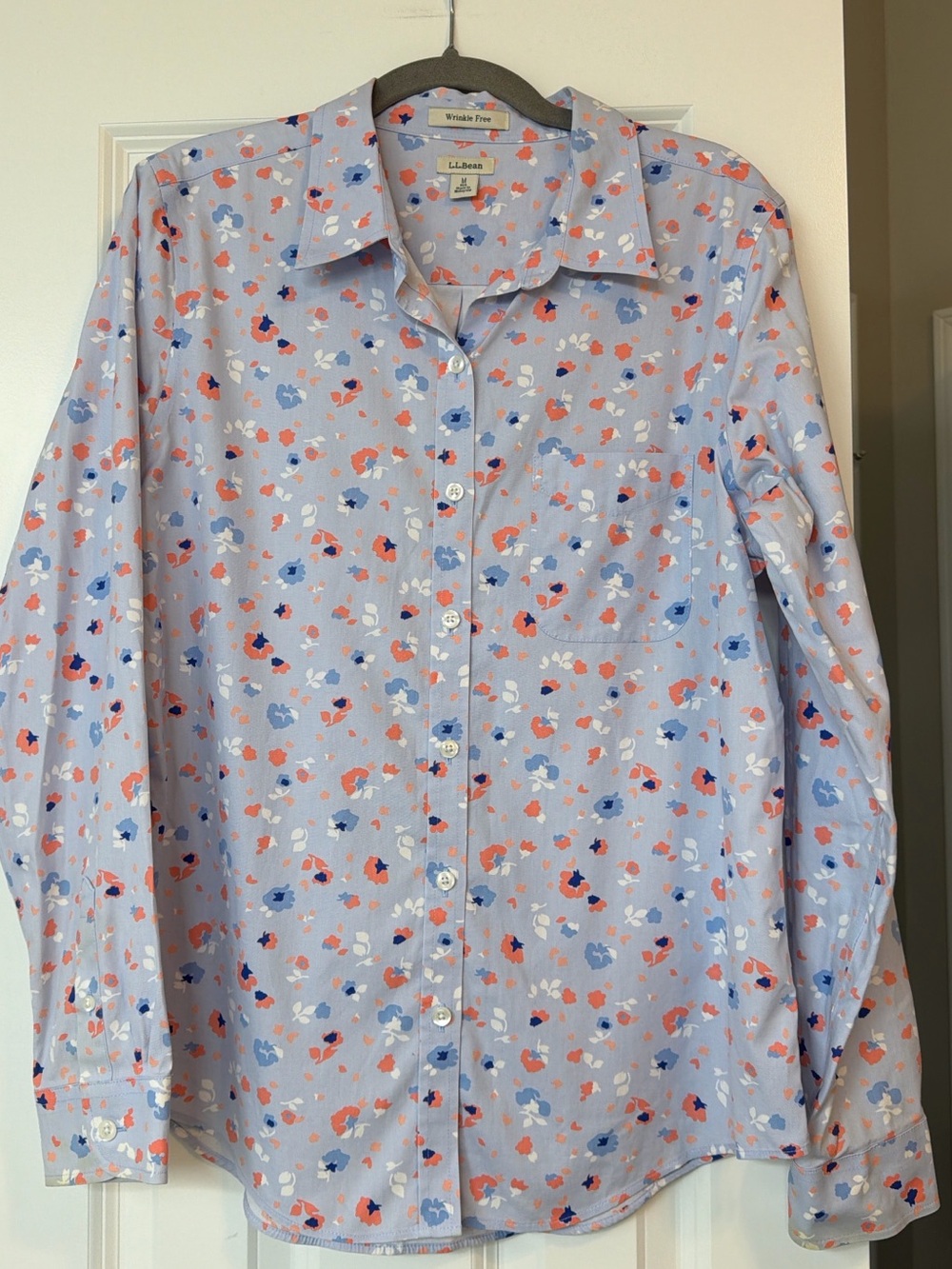 L.L. Bean Women’s Light Blue Floral Button-Down Shirt